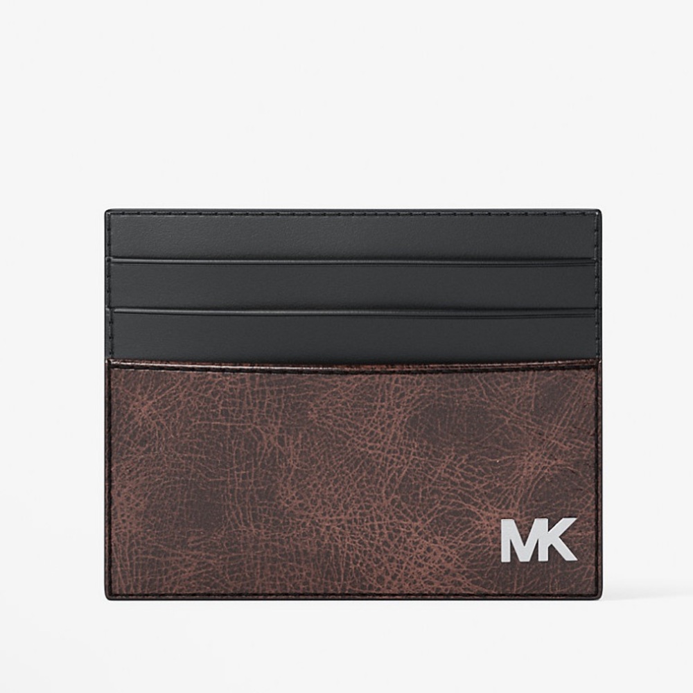 MICHAEL KORS Cyrus Burnished Tall Card Case
Chocolate Brown 
NWT